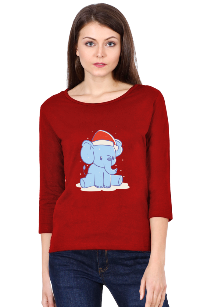 Elephant Christmas Hat Round Neck Full Sleeve