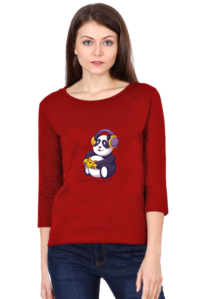 Gamer Panda Round Neck Full Sleeve