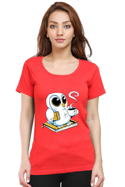 Cute Owl Book Coffee T-Shirt