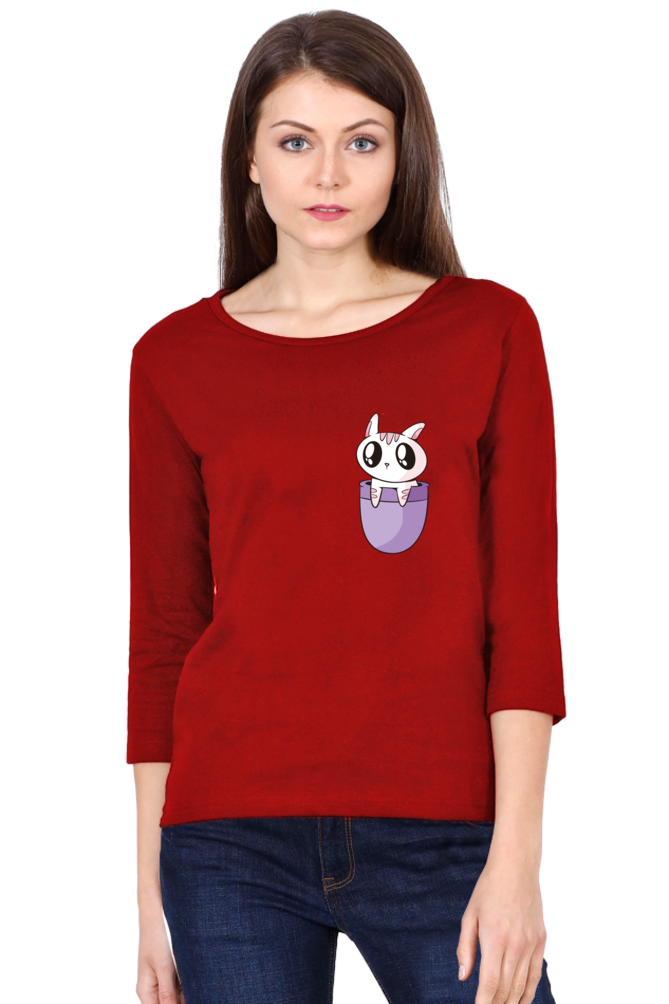 Pocket Cat Round Neck Full Sleeve