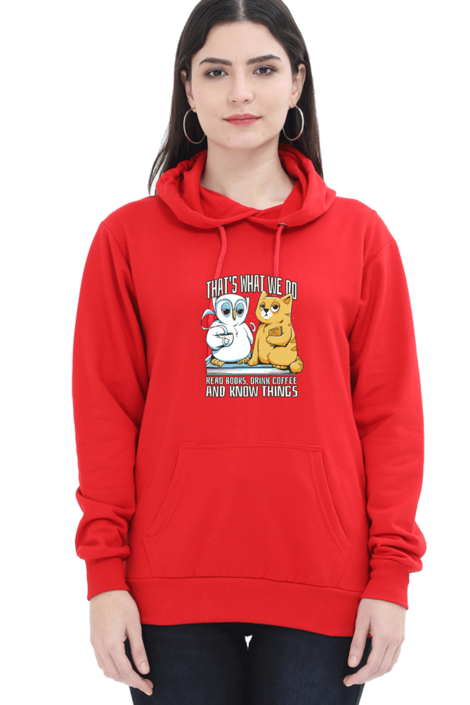 Cat Owl Coffee Books Hooded Sweat Shirt