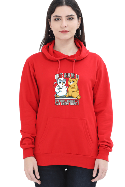 Cat Owl Coffee Books Hooded Sweat Shirt