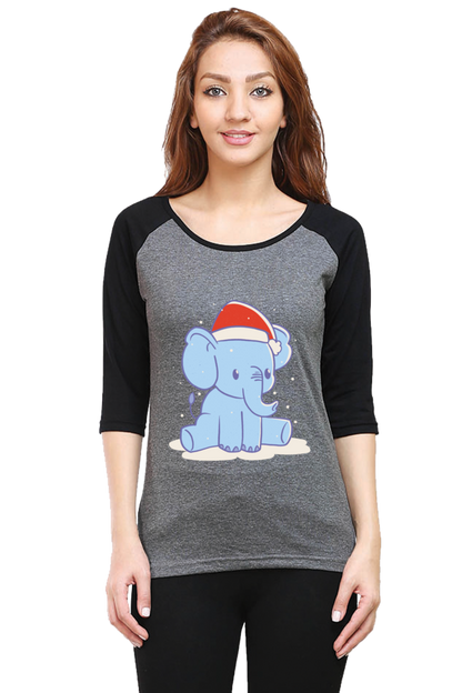 Elephant Christmas Hat Raglan Full Sleeve