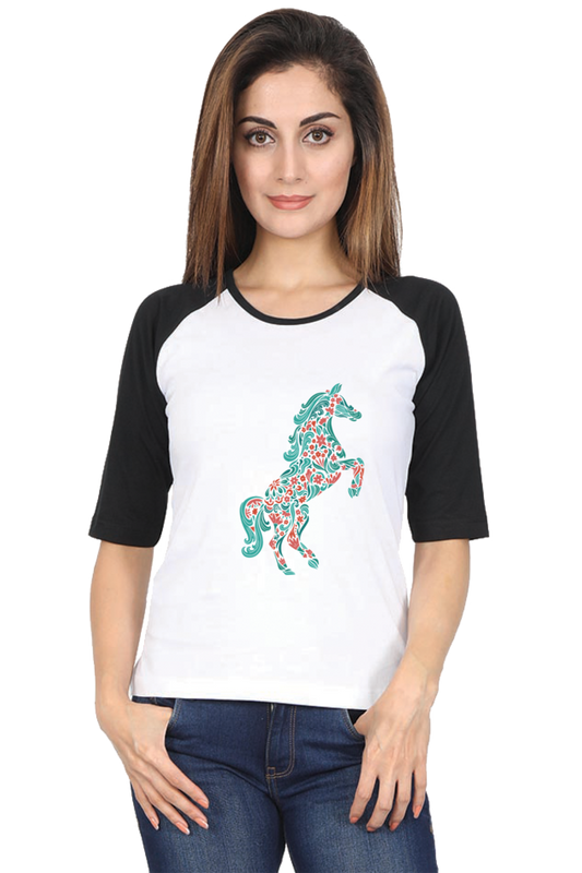 Floral Horse Raglan Full Sleeve