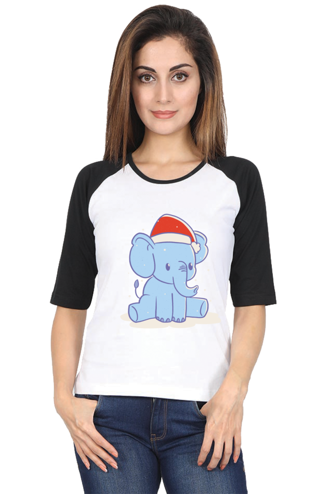 Elephant Christmas Hat Raglan Full Sleeve