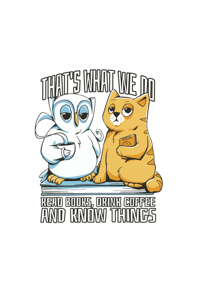 Cat Owl Coffee Books Supima T-Shirt