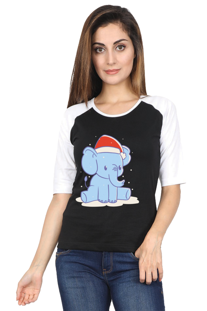 Elephant Christmas Hat Raglan Full Sleeve