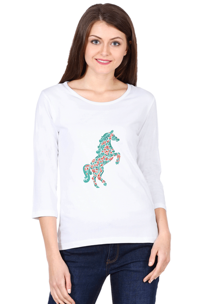 Floral Horse Round Neck Full Sleeve