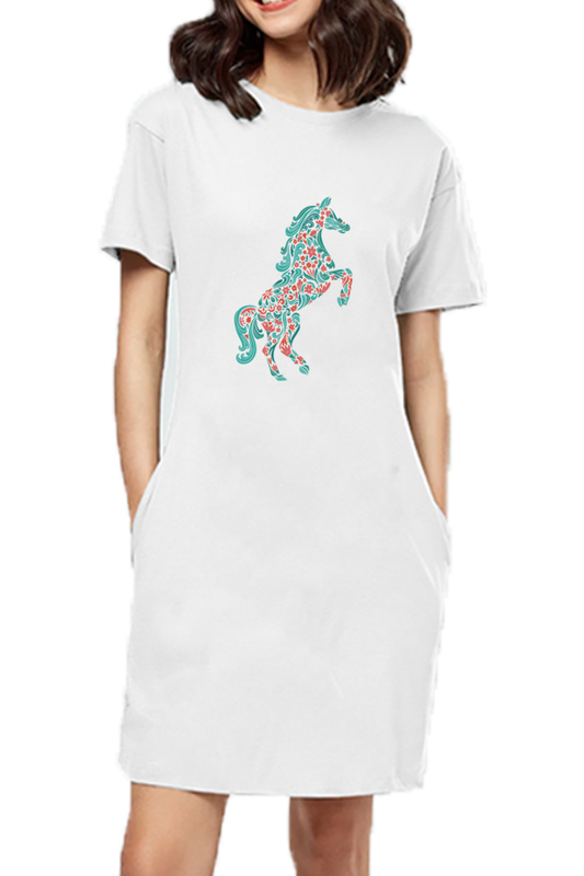 Floral Horse T-Shirt Dress