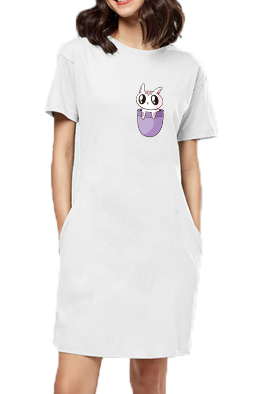 Pocket Cat T-Shirt Dress