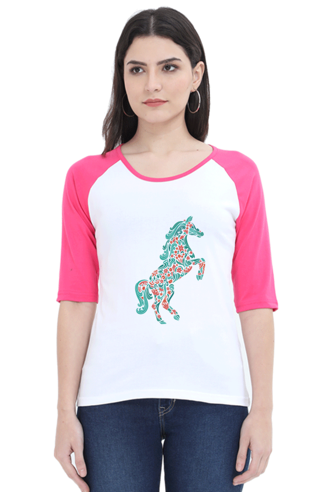 Floral Horse Raglan Full Sleeve