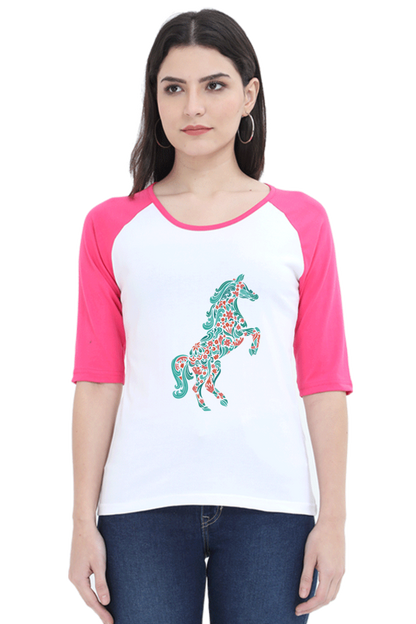 Floral Horse Raglan Full Sleeve