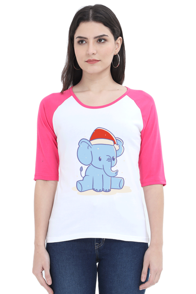 Elephant Christmas Hat Raglan Full Sleeve