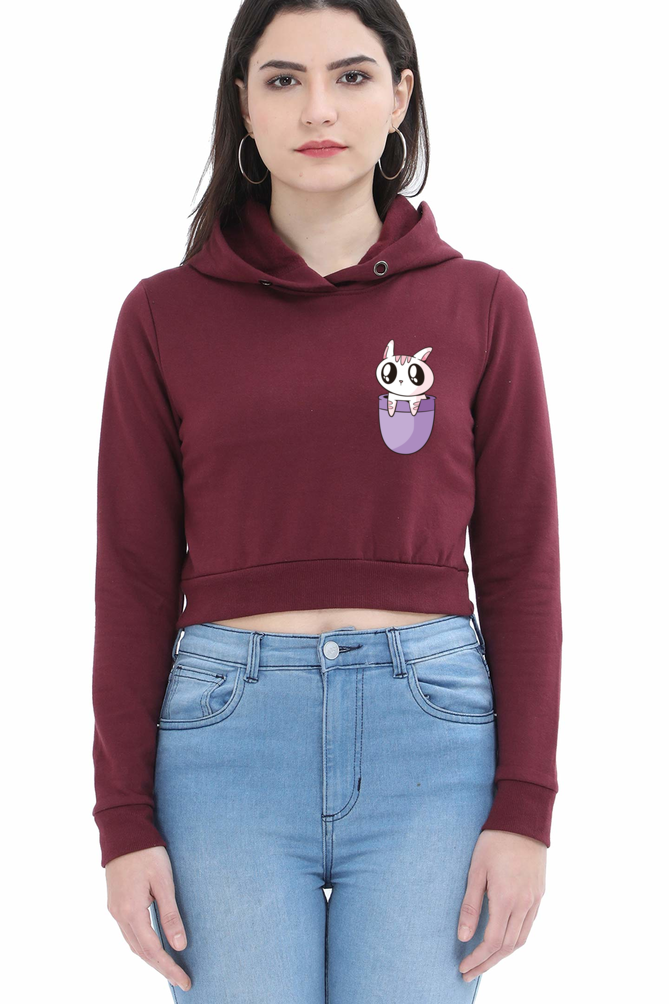 Pocket Cat Crop Hoodie