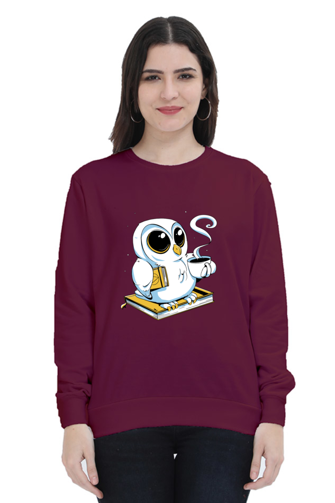 Cute Owl Book Coffee Sweatshirt