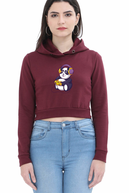 Gamer Panda Crop Hoodie