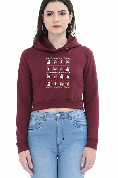 Ugly Sweater Animals Crop Hoodies