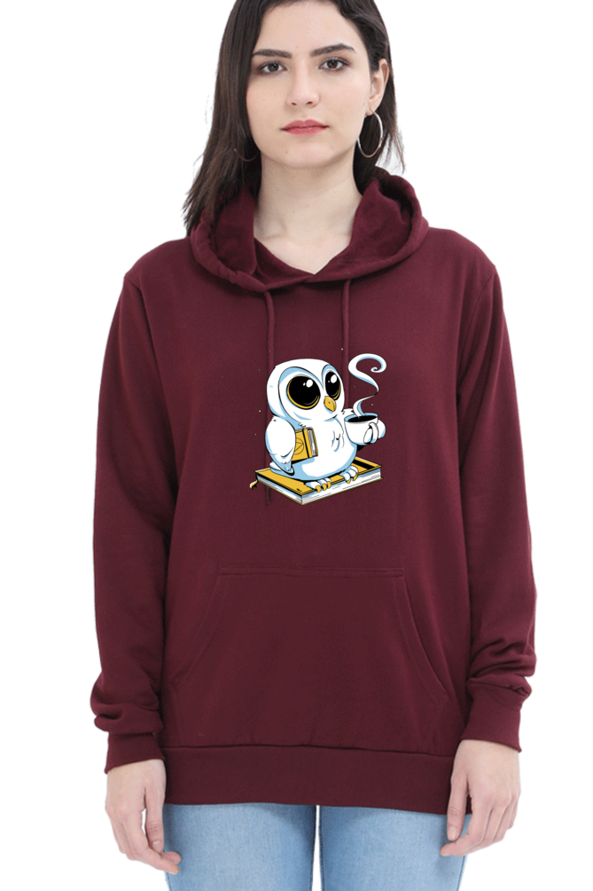 Cute Owl Book Coffee Hooded Sweat Shirt