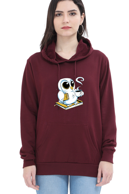 Cute Owl Book Coffee Hooded Sweat Shirt