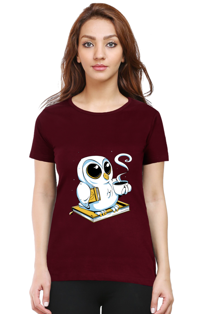 Cute Owl Book Coffee T-Shirt