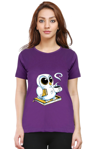 Cute Owl Book Coffee T-Shirt