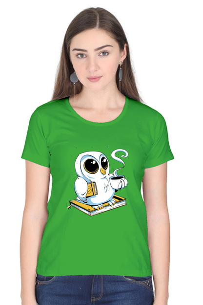 Cute Owl Book Coffee T-Shirt