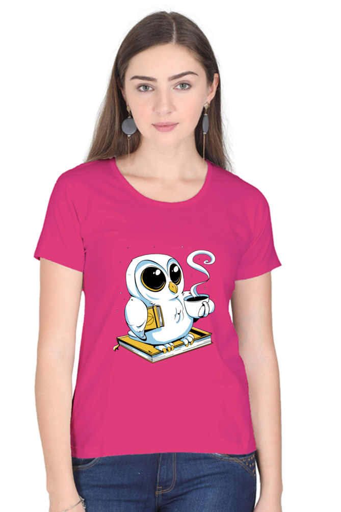 Cute Owl Book Coffee T-Shirt