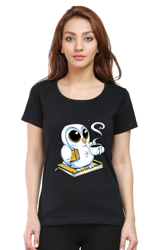 Cute Owl Book Coffee T-Shirt