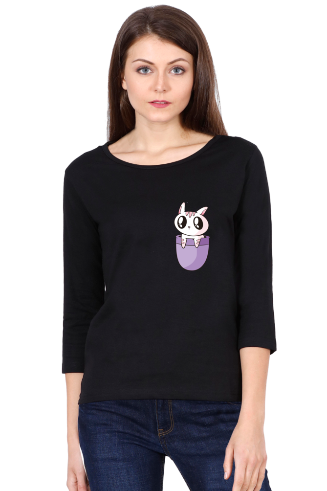 Pocket Cat Round Neck Full Sleeve