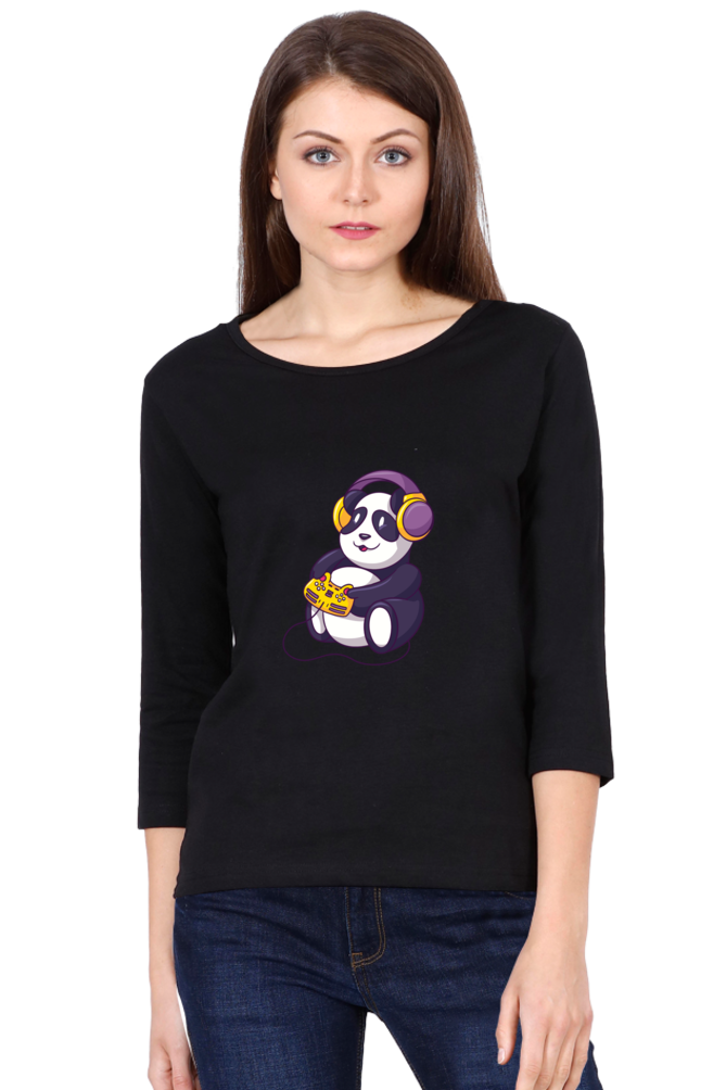 Gamer Panda Round Neck Full Sleeve