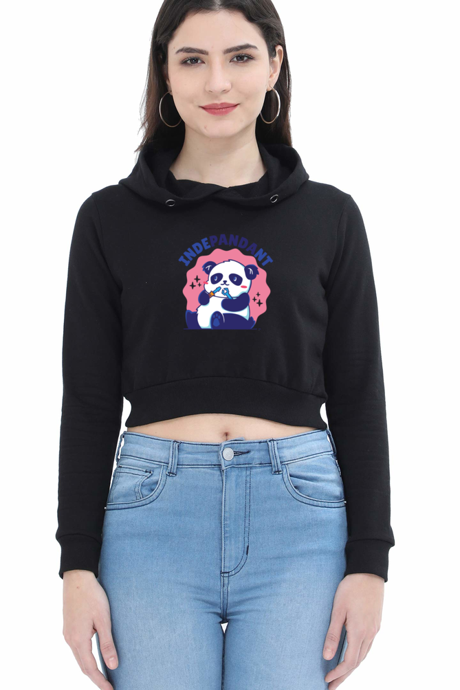 Indepandant Panda Crop Hoodie