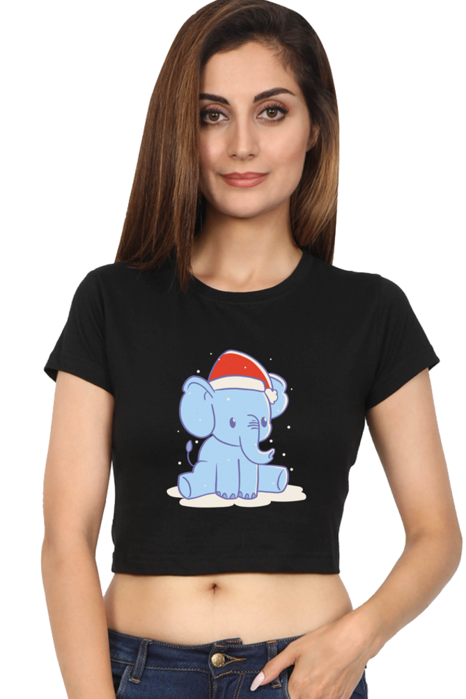 Elephant Christmas Hat Crop Tank