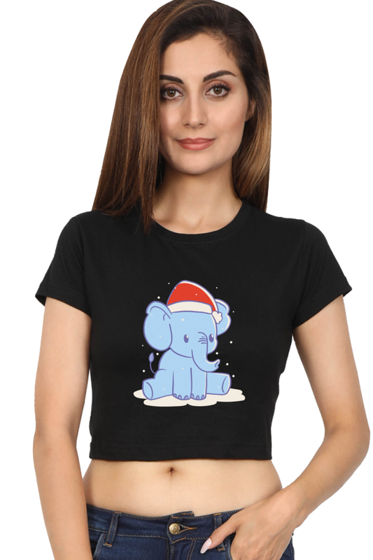 Elephant Christmas Hat Crop Tank