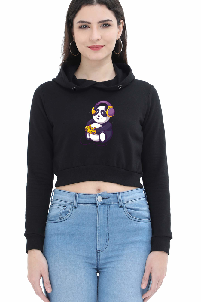 Gamer Panda Crop Hoodie