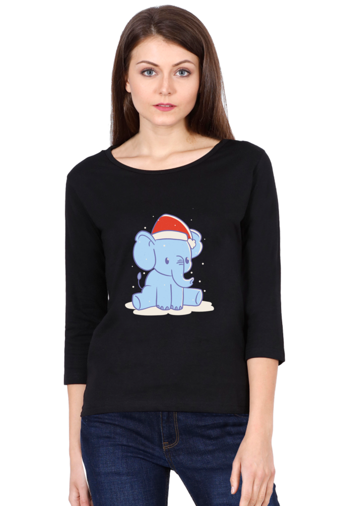 Elephant Christmas Hat Round Neck Full Sleeve