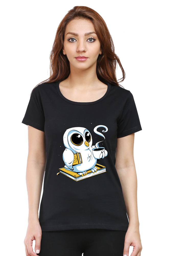 Cute Owl Book Coffee T-Shirt