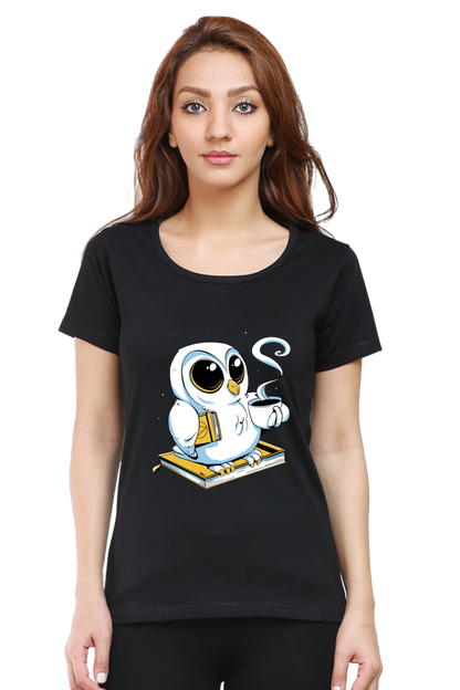 Cute Owl Book Coffee T-Shirt