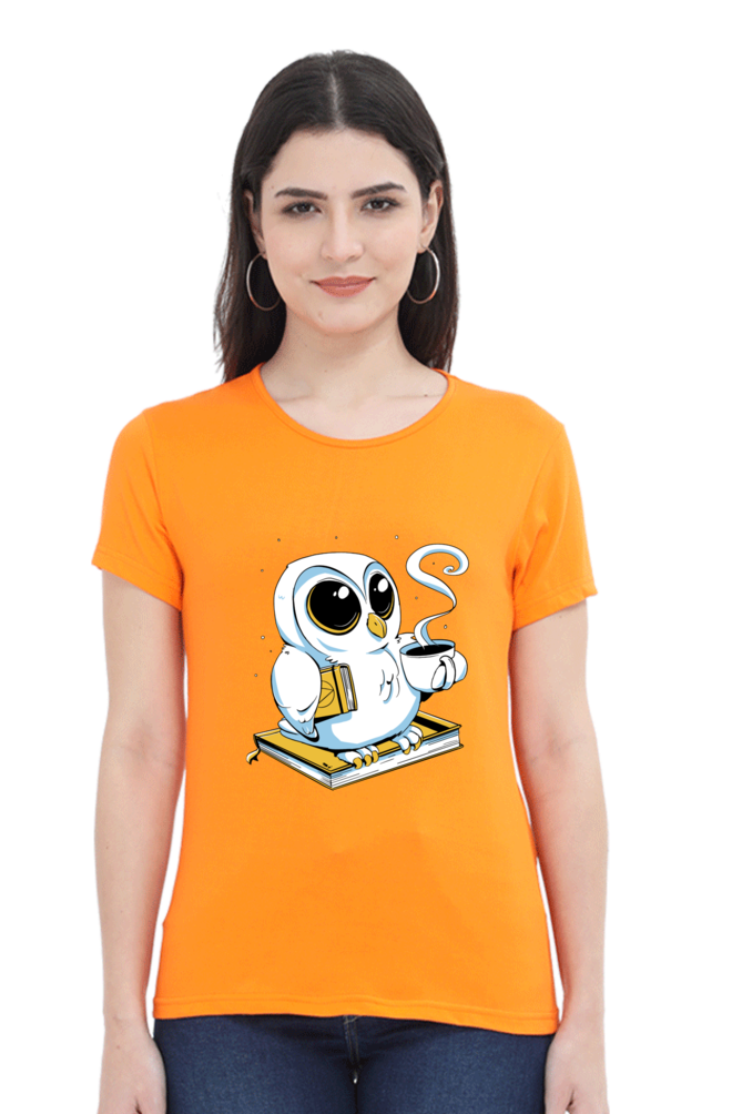 Cute Owl Book Coffee T-Shirt