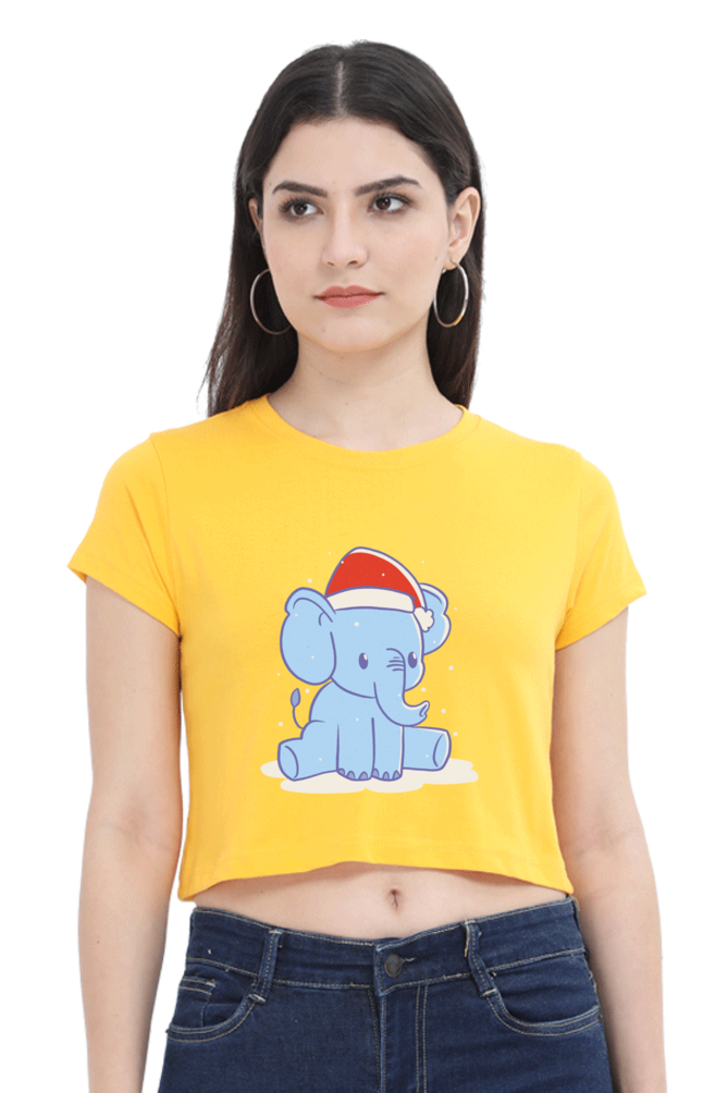 Elephant Christmas Hat Crop Tank