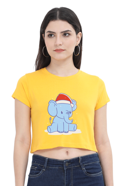 Elephant Christmas Hat Crop Tank