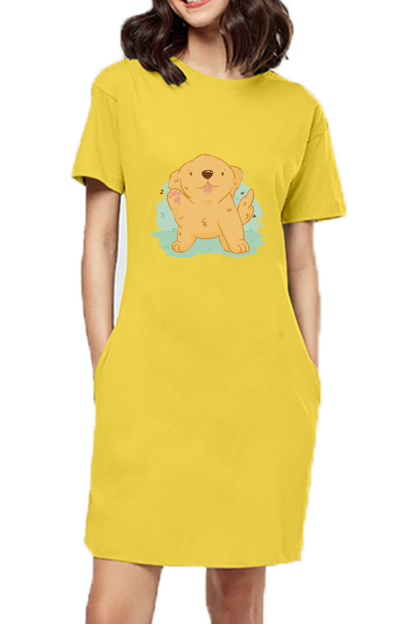 Golden Kawaii T-Shirt Dress