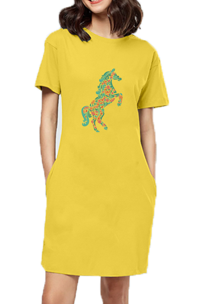 Floral Horse T-Shirt Dress