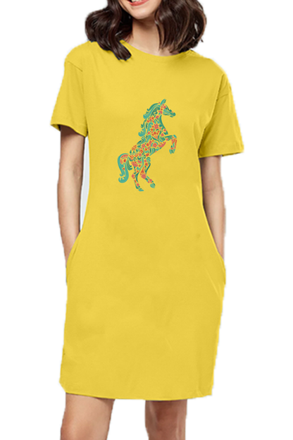 Floral Horse T-Shirt Dress