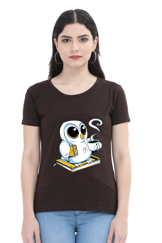 Cute Owl Book Coffee T-Shirt