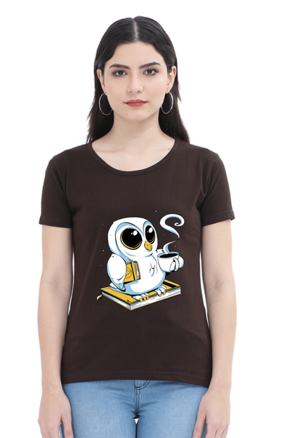 Cute Owl Book Coffee T-Shirt