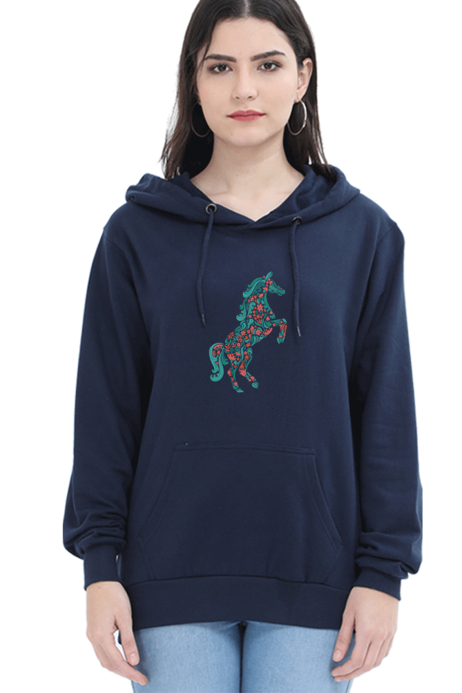 Floral Horse Hooded Sweat Shirt