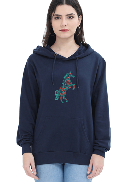 Floral Horse Hooded Sweat Shirt