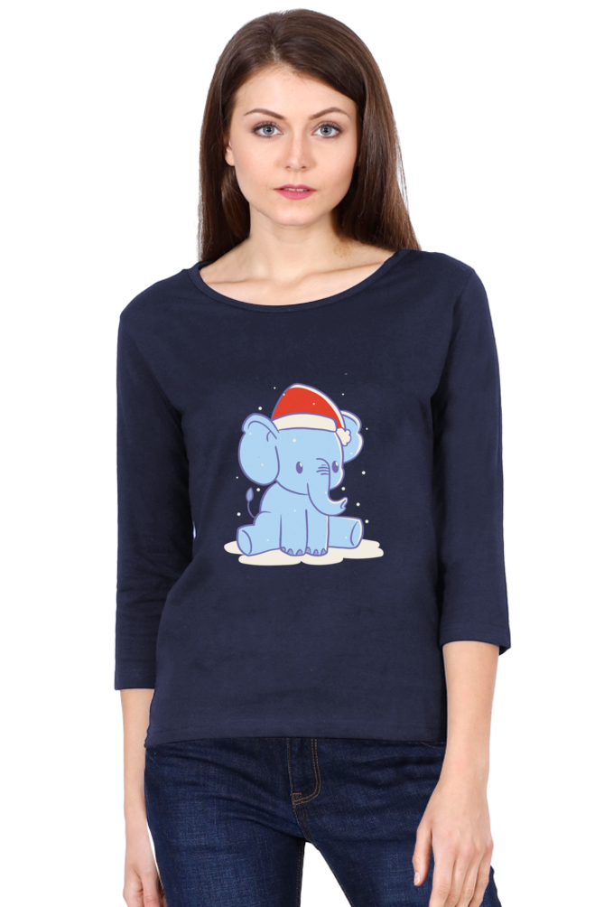 Elephant Christmas Hat Round Neck Full Sleeve