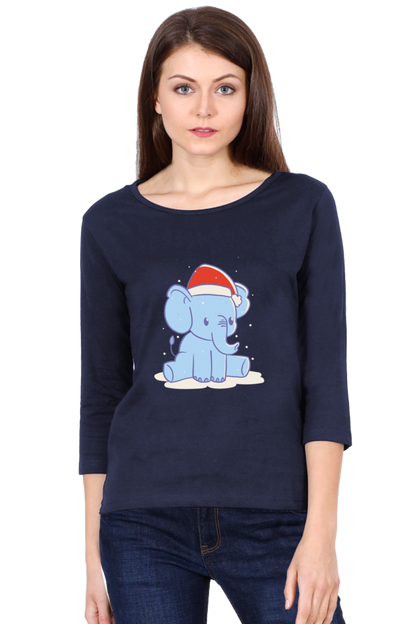 Elephant Christmas Hat Round Neck Full Sleeve