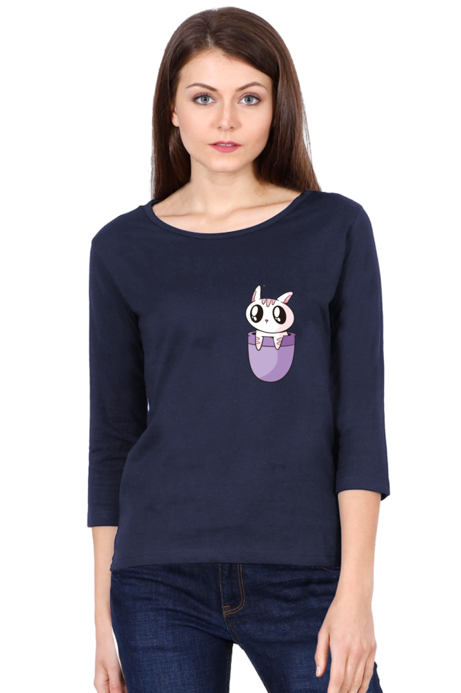 Pocket Cat Round Neck Full Sleeve